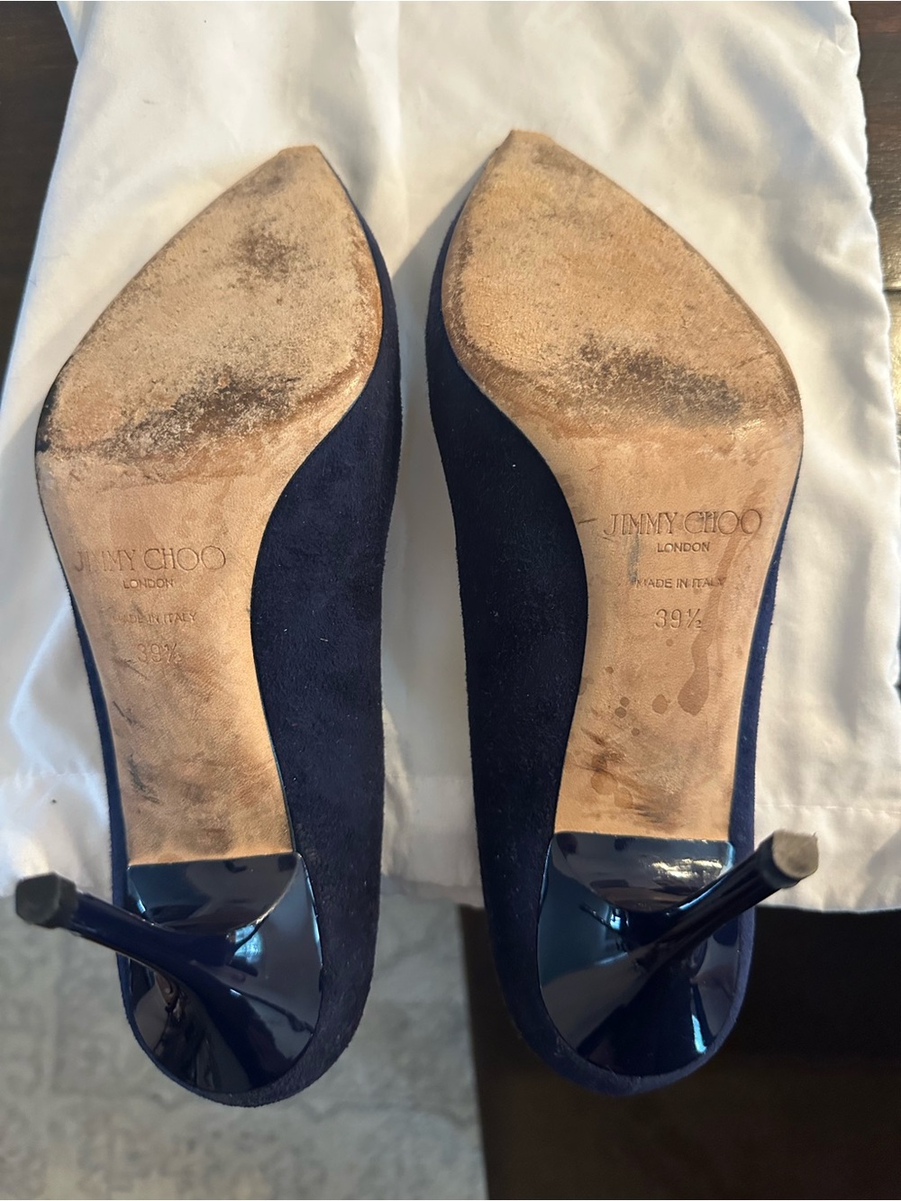 Women's Jimmy Choo Navy Suede Pointed-Toe Pumps - Picture 4 of 4